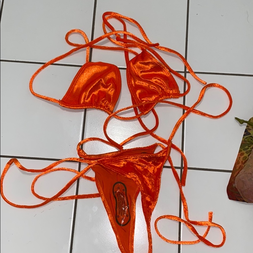 Orange thong bikini